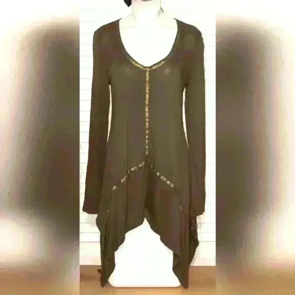 Tops - Women's DKNY Jeans Asymmetrical V Neck Tunic Top 100% Viscose Size M